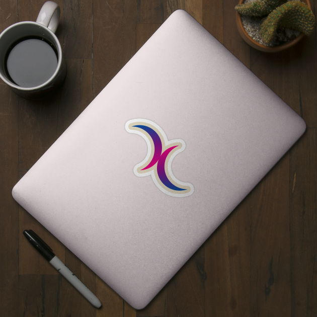 Double Crescent Moon Bisexual Pride Symbol by sovereign120